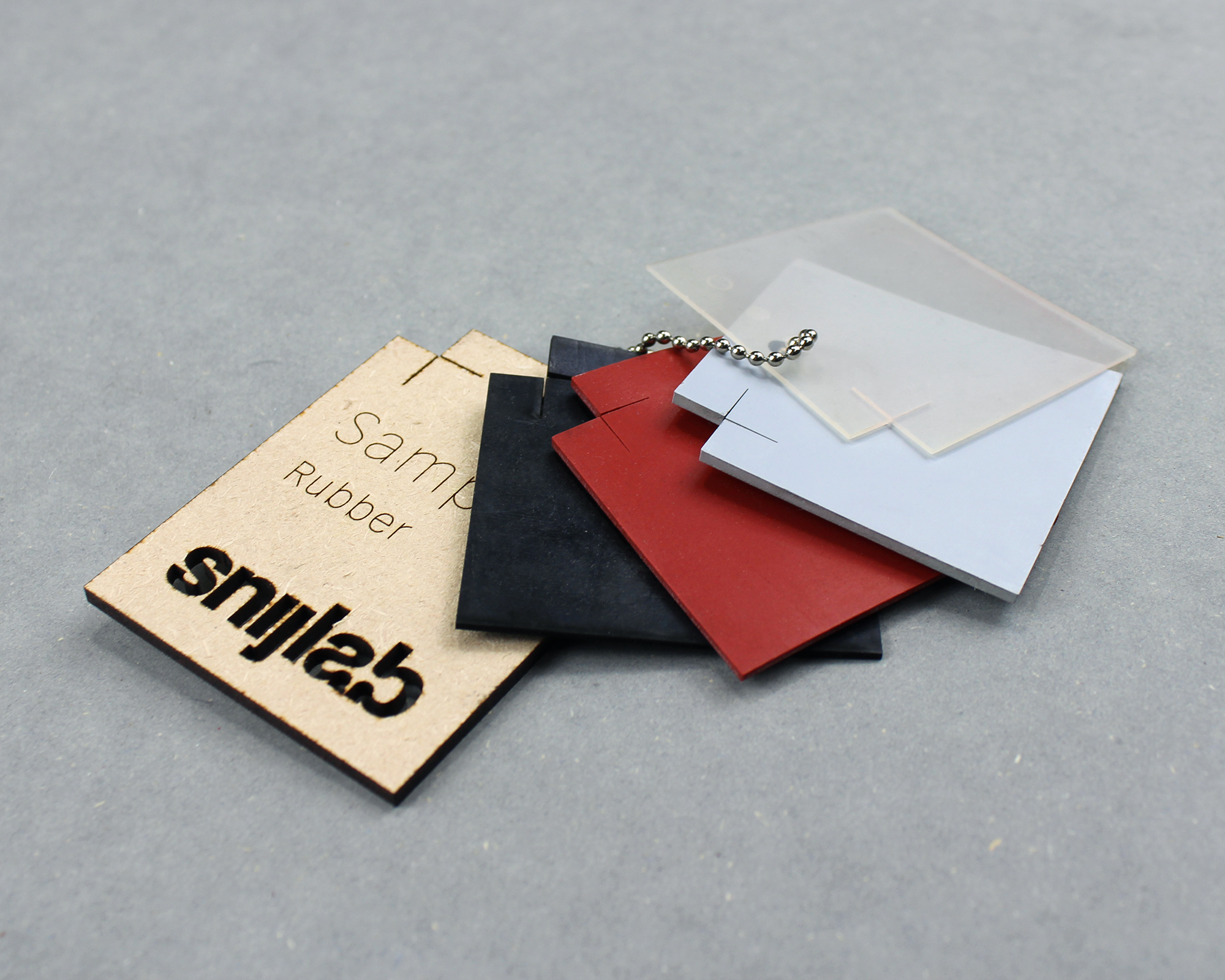 Material sample chain for laser cutting