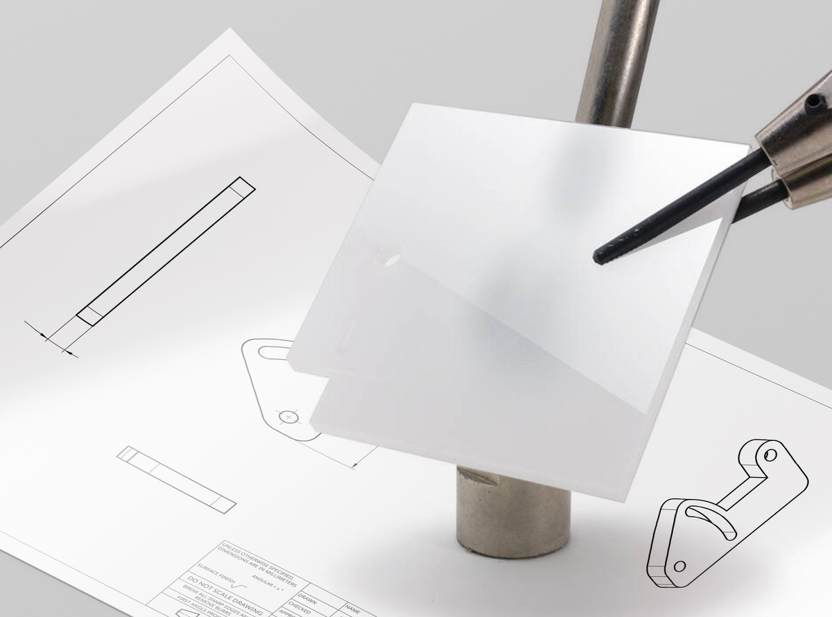 Lasergesneden proefstuk uit Acrylaat opaal wit 3 mm