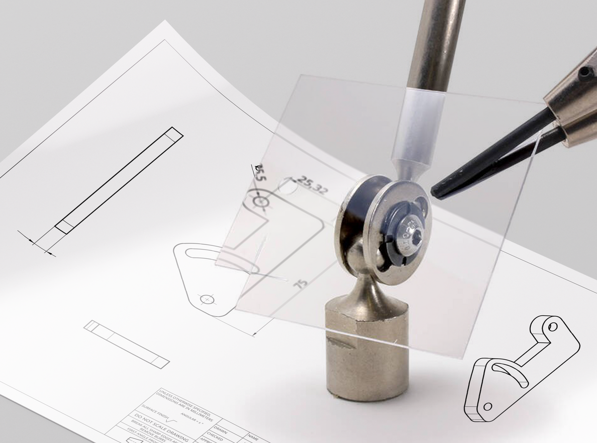 Lasergesneden proefstuk uit PETG kleurloos 0,6 mm