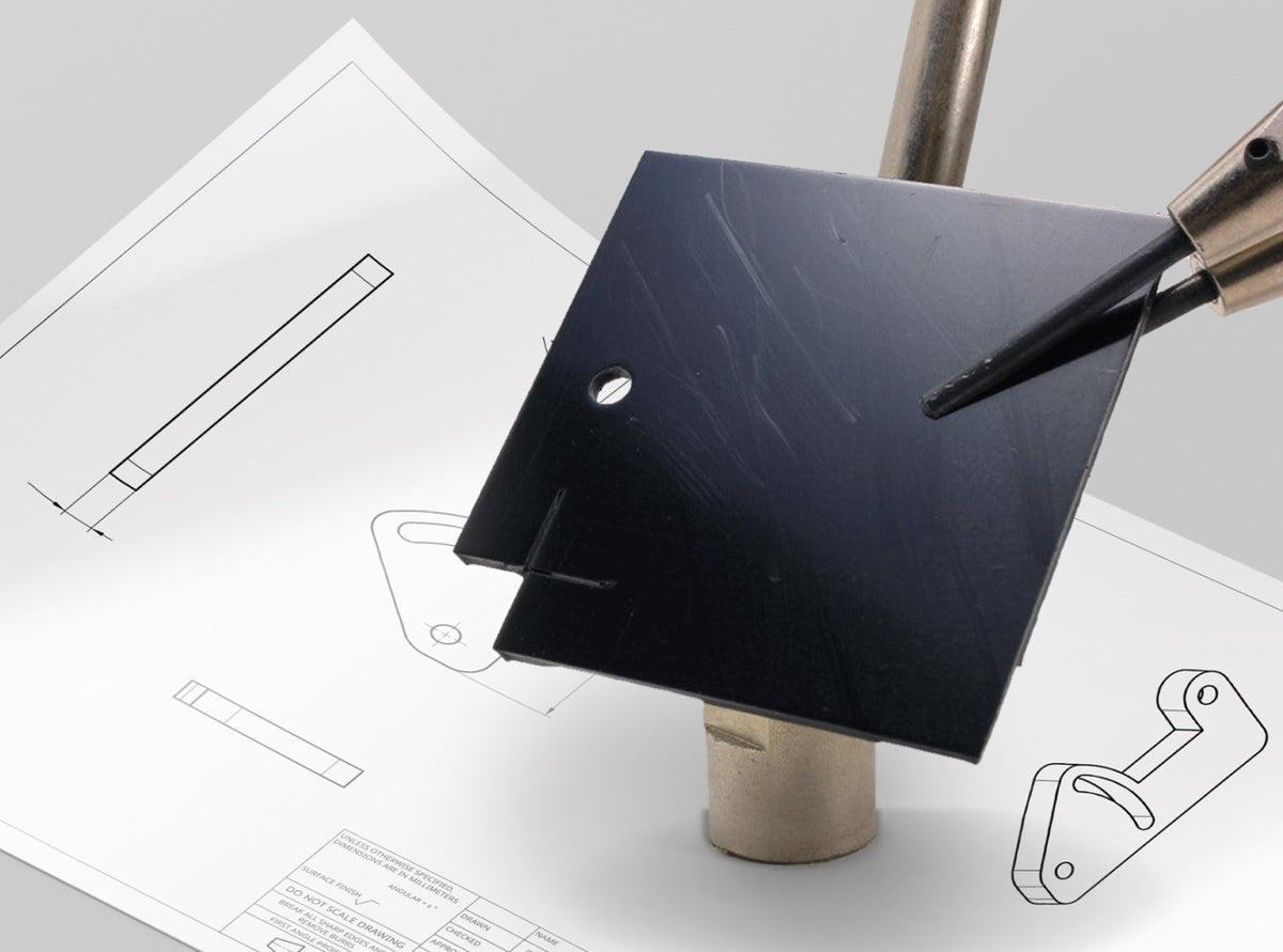 Lasergesneden proefstuk uit HDPE zwart 2 mm