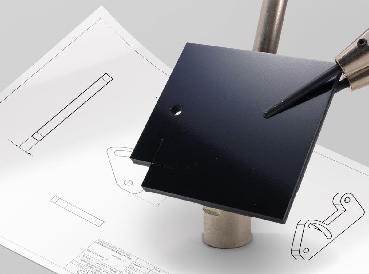 Lasergesneden proefstuk uit HDPE zwart 4 mm