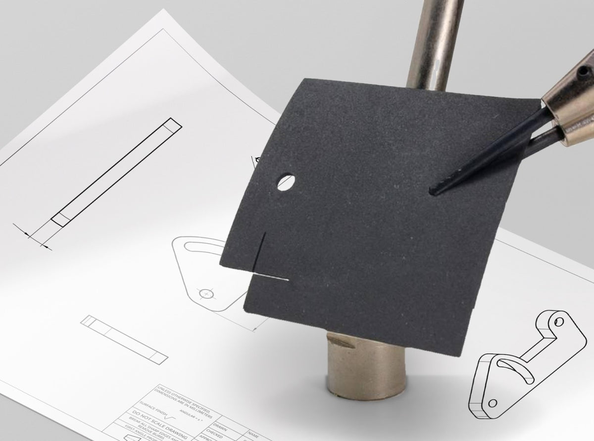 Lasergesneden proefstuk uit celrubber neopreen zwart 1 mm