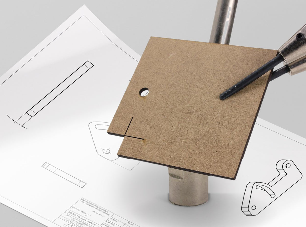 Lasergesneden proefstuk uit MDF bruin 2 mm